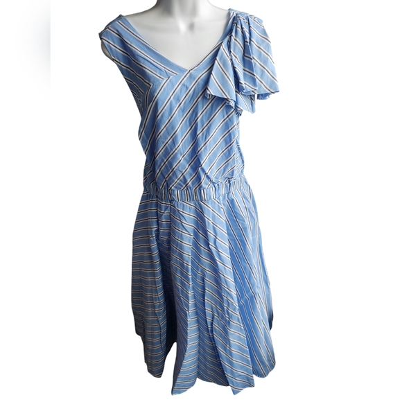 Lane Bryant Blue Striped Sleeveless Below The Knee Dress Size 16 - Picture 1 of 4
